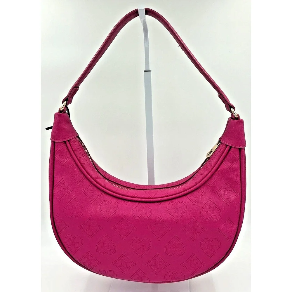 Juicy Couture Top Notch Hobo Shoulder Bag Raspberry Tart Gold Hardware Charms